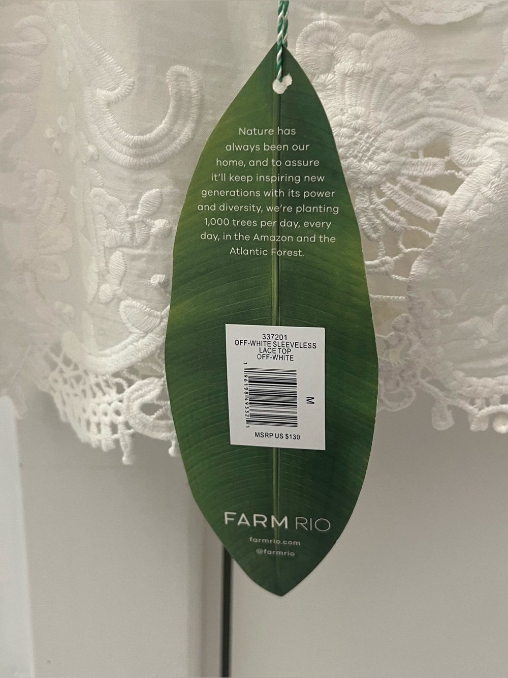 FARM Rio Lace Detail Cotton Camisole- Size M; New with Tags - Picture 4 of 10